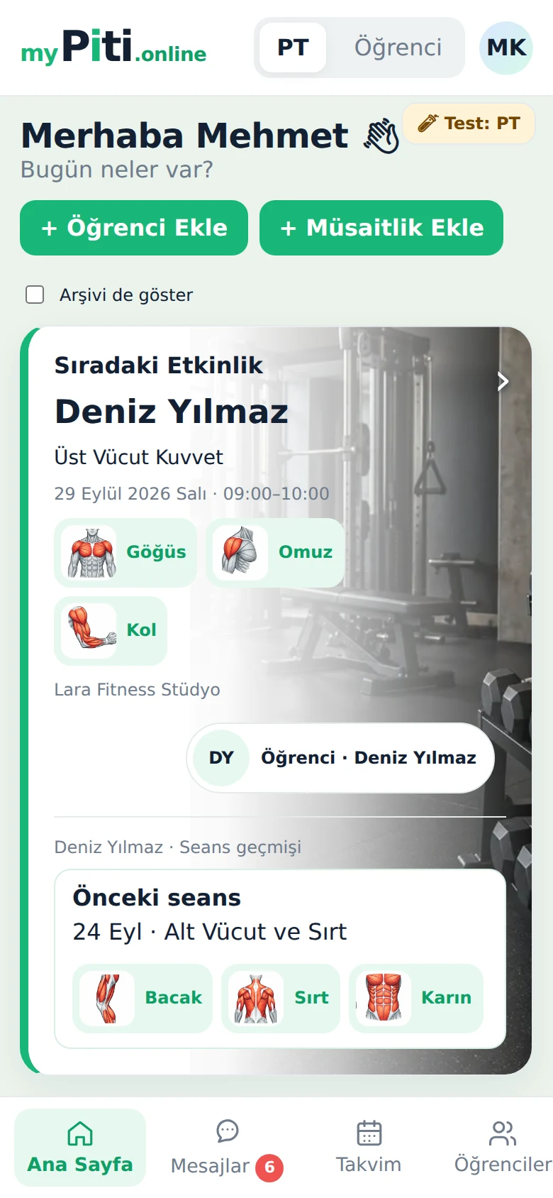 PT için tam görünüm.